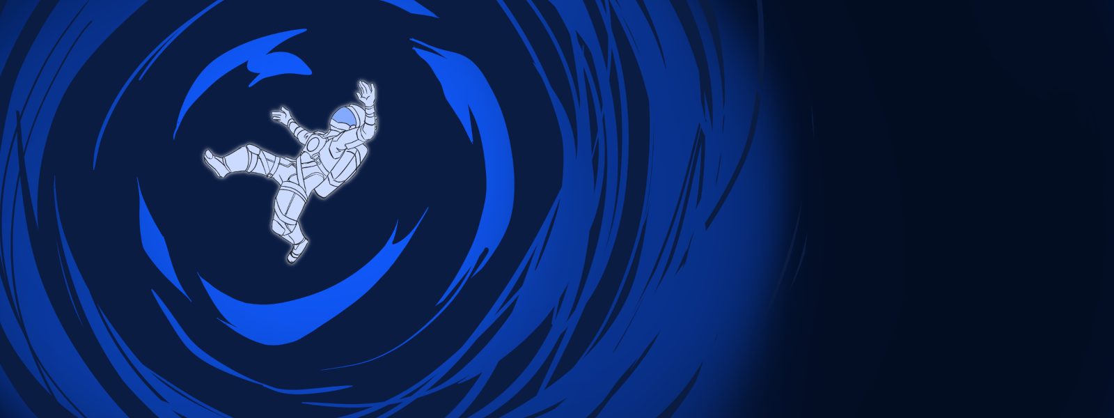 Echoes in the Airlock key art: an astronaut adrift in a blue vortex